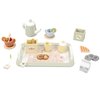 Wooden Tea Party Set for Little Girls, Play Tea Set for Kids Toddlers, Pretend Play Kitchen Toy Gift for 1 2 3 4 5 Years Old