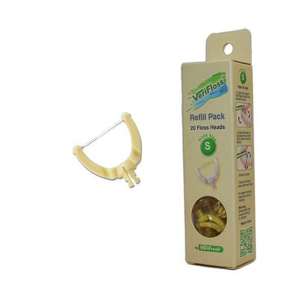 VeriFlosser - Refill Size S - Swivel Head Flosser Replacement Pack New by VeriFresh 20 Floss Heads