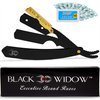 Professional Straight Edge Razor - Compatible with Straight Razor Edge for Barber - By Black Widow (1.5mm) (Gold)