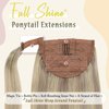 Full Shine Hair Extensions Ponytail Real Human Hair Ash Blonde Highlights Bleach Blonde Ponytail Hair Extensions Natural Straight Hair Pieces Clip in Extensions 80Grams 22Inch