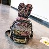 Sequin backpack Shoulder Bag For Women With Cute Rabbit Ears Backpack Sequins Shoulder Bag Travel Day pack (Multicolor Gold)
