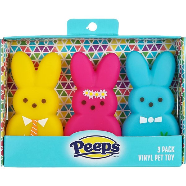 Peeps for Pets Easter Dog Toy Plush or Vinyl Squeaky Bunny Multiple Colors (3 PC Bunny Vinyl Pack, Multi)