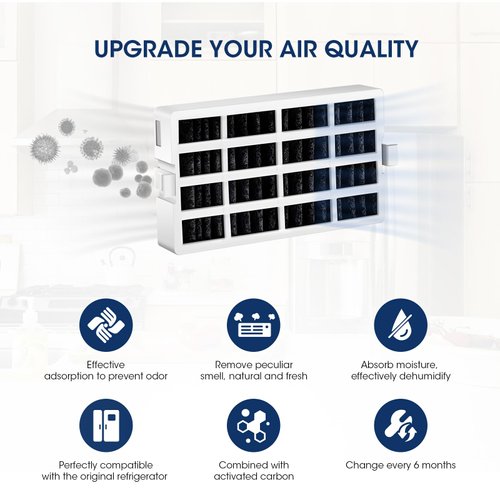 MARRIOTTO W10311524 Air Filter Replacement for Whirlpool, Compatible with Kenmore Refrigerator Air Filter W10335147A, 2319308, 2319303 Filter for Air1, W10315189 (3 Pack)