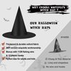 12pcs Halloween Black Witch Hats Decorations for Halloween Costume & Cosplay Women Kids Party Favors Dressing Up, Thickened Hanging Wizard Hats Bulk with Rope and Hooks, Floating Witches Hat for Front