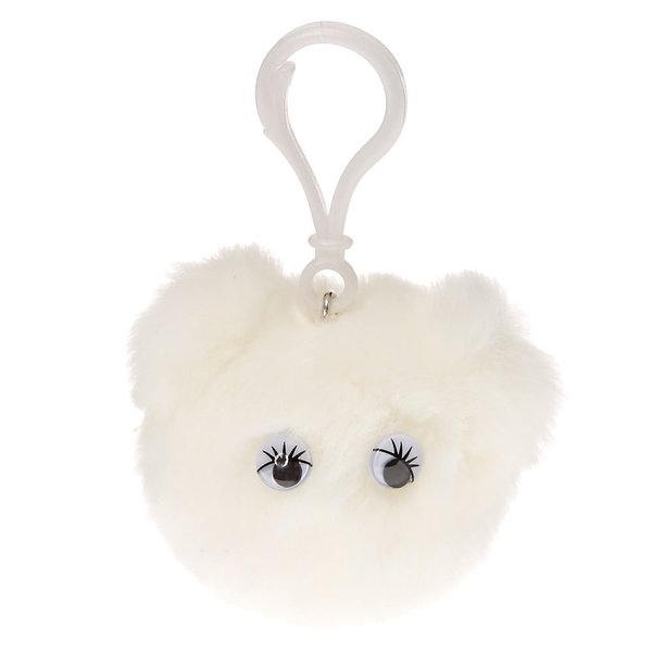 Claire's Girl's White Googly Eyed Pom Bubblegum Flavored Lip Gloss Keyring