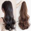 Anbuwei Claw Clip Ponytail Extension Synthetic Curly Wavy Clip in Hair Pieces 18 Inch Long Pony Tails Hair Extensions for Women (Light Brown)