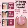NOVO OVO Fake Toe Nail Tips Press on, French Tip Soft Gel Toenail Extension, BROWN PINK Square Round Pre-applied Tip Primer & Base Coat, Full Cover Matte False Nails for DIY x 15 Sizes 360Pcs