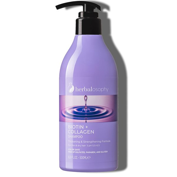 16.9 Fl Oz Biotin & Collagen Shampoo, Hair Growth Thickening Shampoo, Repair Dry, Damaged Thinning Hair, Infused with Vitamin B7 & Argan Oil, Free of Sulfate, Parabens and Gluten