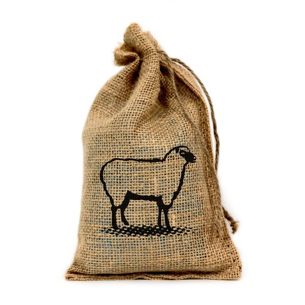 Sheep, Customized 6" X 10" Burlap Party Favor Bag with Drawstring - Set of 10