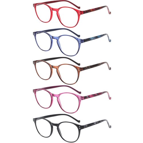 NORPERWIS 5 Pairs Reading Glasses - Standard Fit Spring Hinge Readers Glasses for Men and Women (Black Purple Red Blue Brown, 1.25)