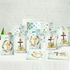3sscha 50Pcs Cross Party Favor Bag Baptism First Communion Waterproof Goodie Bag with Die Cut Handles God Bless Church Religious Plastic Gift Bags for Kids Birthday Baby Shower Decoration Supplies