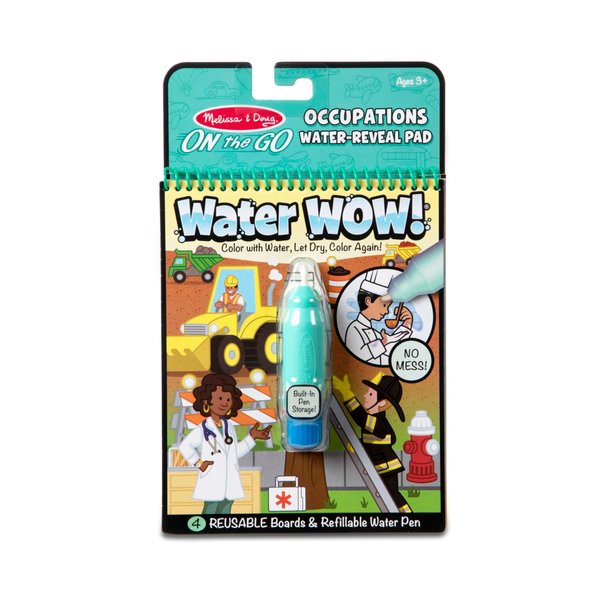 Melissa & Doug On The Go Water Wow! Reusable Water-Reveal Activity Pad- Occupations - Party Favors, Stocking Stuffers, Travel Toys For Toddlers, Mess Free Coloring Books For Kids Ages 3+