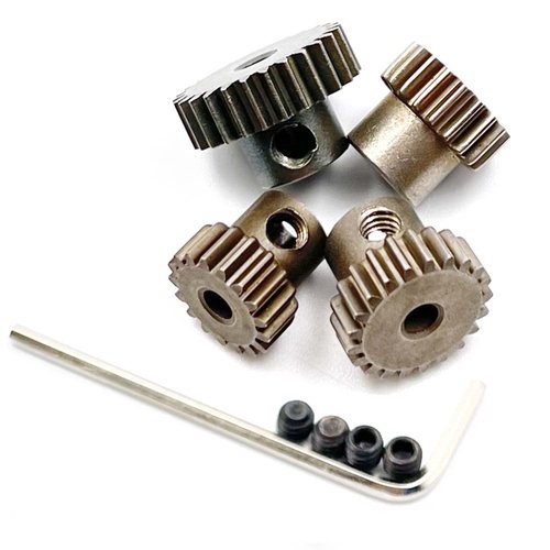 FainWan 4-Pack Steel Metal Mod 0.6 Module Pinion Gear Set Motor Gears 5mm Shaft Hole 17T 21T 26T 29T for RC Cars Trucks Crawlers Buggies
