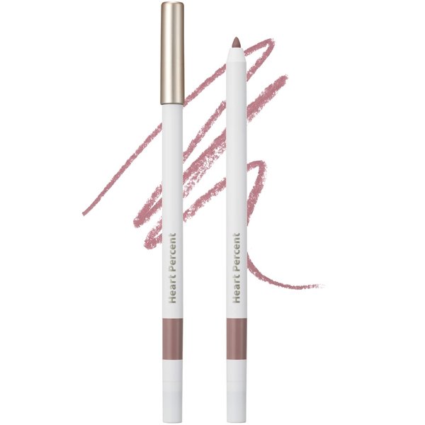 Heart Percent Dote On Mood Lip Pencil Slim, Defines and Fills Creamy Lip Liner Retractable Lipstick Pencil with Built-In Sharpener, 08. Cloudy Mauve