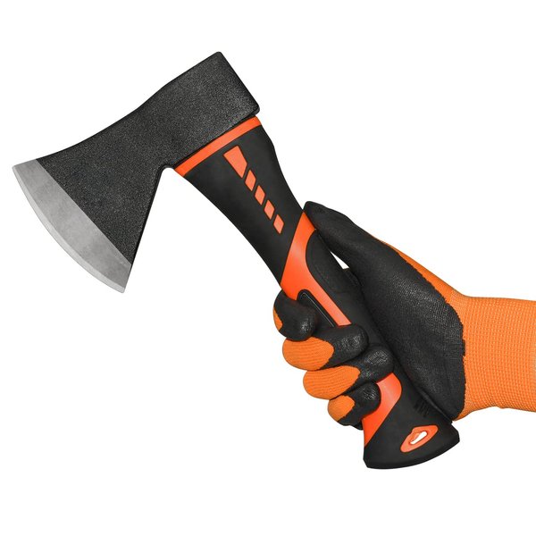 ZUZUAN Chopping Axe，10”Camping Outdoor Hatchet for Wood Splitting and Kindling, Forged Carbon Steel Heat Treated Hand Maul Tool, PP+TPR Handle Shock Reduction Handle with Anti-Slip Grip