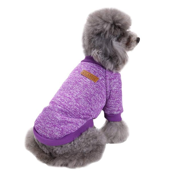 Jecikelon Pet Dog Clothes Dog Sweater Soft Thickening Warm Pup Dogs Shirt Winter Puppy Sweater for Dogs (Purple, S)