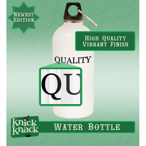 Knick Knack Gifts I Only Date Vegans - 20oz Stainless Steel Water Bottle with Carabiner, White