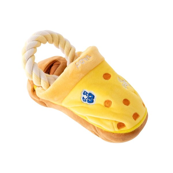 PAWTY Sandals - Plush Interactive Dog Toy - Treat Slot Snuffle Training - Durable Tug Rope Tug Fetch - Shoe Design with Squeaker for Aggressive Chewer - Small Medium Puppy Birthday Parody Gift