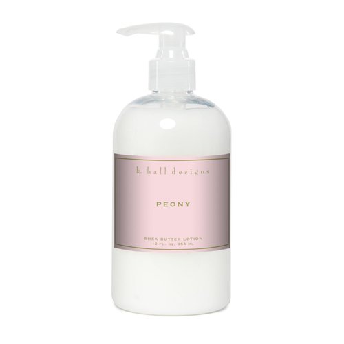 K. Hall Designs Peony Scented Shea Butter Lotion for Dry Skin, Peaceful Peony Floral Scent, Shea Moisturizing Lotion for Sensitive Skin, 12oz