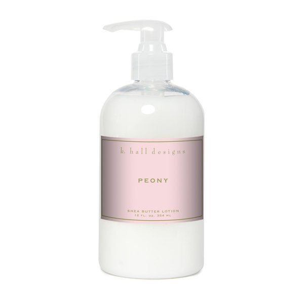 K. Hall Designs Peony Scented Shea Butter Lotion for Dry Skin, Peaceful Peony Floral Scent, Shea Moisturizing Lotion for Sensitive Skin, 12oz