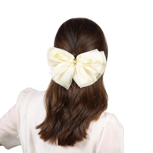 JQ2JUHS1D Women's Hair Clip, Satin Ribbon Hair Bow with Bow Hair Clip for Daily Casual Parties and Weddings (White)