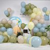 Sage Green Dusty Blue Yellow Balloons Set, 60Pcs 12 Inch Olive Green Macaron Yellow Slate Blue White Sand Cream Latex Balloons for Birthday Wedding Baby Shower Wild One Party Deocrations Supplies