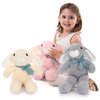 BENINY Easter Bunny Stuffed Animal in 3 Colors, Cute Stuffed Bunny Plush Toys Gift for Girls Kids,14 Inches (Grey/White/Pink)