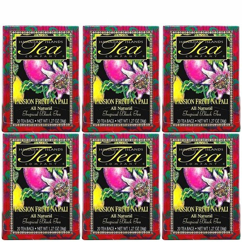 Hawaiian Islands Tea Company Passionfruit Na Pali Black Tea, All Natural - 120 Teabags (6 Boxes)