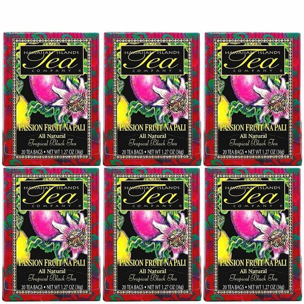 Hawaiian Islands Tea Company Passionfruit Na Pali Black Tea, All Natural - 120 Teabags (6 Boxes)
