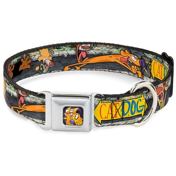 Buckle-Down Seatbelt Buckle Dog Collar - CATDOG Characters Running - 1.5" Wide - Fits 13-18" Neck - Small