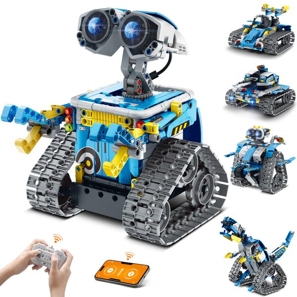 Mibido Robot Building Kit for Kids Aged 8-14, Remote-Controlled or App-Controlled 5in1 STEM Coding Robotic Toys Christmas Birthday Creative Gifts for Boys Aged 6 7 8 9 10 11 12+, New 2024