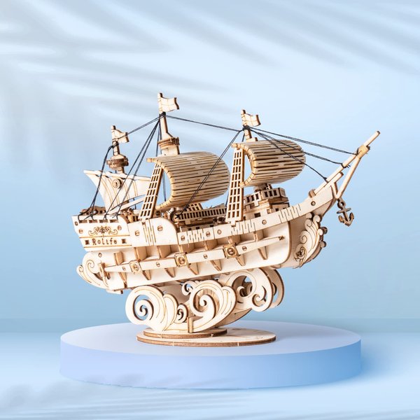 Rolife 3D Wooden Puzzles Model Kit for Adults to Build, Wooden Model Ship Series Sailing Ship Building Model Kit, DIY Crafts Hobbies/Collections/Decorations/Gifts for Friends and Family (Sailing Ship)