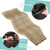 YoungSee 100G Weft Hair Extensions Human Hair Highlight Sew in Hair Extensions Straight Weft Extensions Human Hair Golden Blonde Highlighted Dark Ash Blonde Hair Extensions Sew in 14Inch