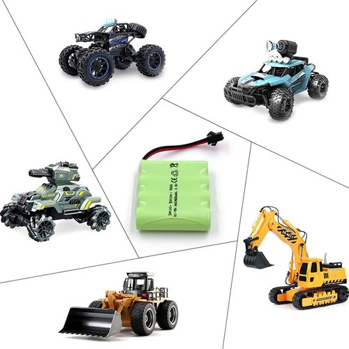 Gecoty 4.8v Battery Pack,2400mAh nimh Battery Pack,Rechargeable RC Battery with Charge Cable,SM 2P Plug for Trucks 1:18, 1:16,1:14,Remote Control Car,RC 4x4 Trucks