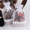 SumDirect Rose Drawstring Burlap Bags - 20pcs 4x6 Inch Lace Jute Organza Favor Gift Bags, Sheer Linen Favor Bags for Wedding