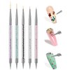Makartt Double-Ended Nail Art Brushes Set, 5PCS Nail Design Brushes Dotting Pen Multifunctional Nail Design Tools Kit Including Nail Liner Brush and Nail Dotting Pens for UV Gel Nail Home Salon Use