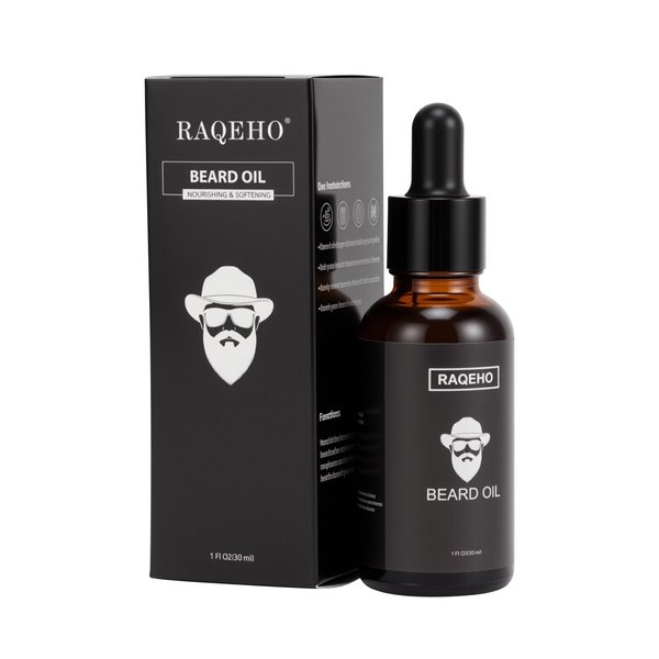 RAQEHO Sandalwood Beard Oil for Men - Beard Softener Moisturizer Thickener Strengthen Coarse Hair Mustache Oil with Argan Oil & Jojoba Oil Beard Conditioners & Oils Serum Care Gifts（1fl oz）