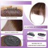 Fake bangs with curlers, hair clip style hair clip, simple hair extension, French bangs, clip style air curved bangs, suitable for women's daily wear (Light brown)