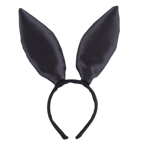 FELIZHOUSE Bunny Ears Headband Satin Rabbit Hair Band for Cosplay Party Costume Accessories (Black)