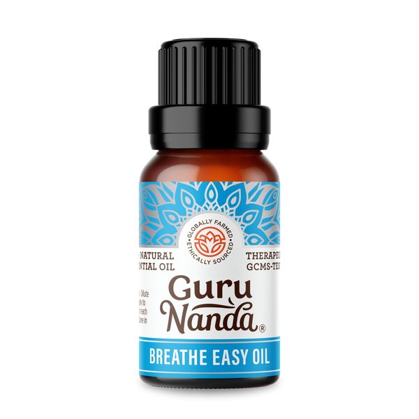 GuruNanda Breathe Easy Essential Oil - Nasal Congestion Relief with Pure Eucalyptus, Aromatherapy Blend for Healthy Breathing (15 ml)