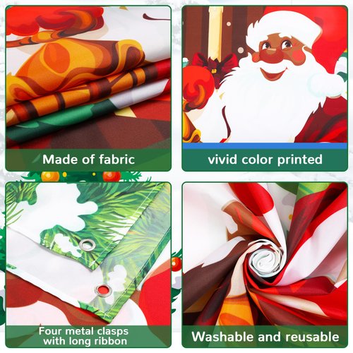 African Christmas Door Cover Black Santa Claus Door Cover Decorations Banner Xmas Hanging Wall Decoration Sign Front Door or Indoor Home Decor for Merry Christmas Party Supplies