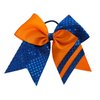 New "CONFETTI STRIPES Royal Blue Orange" Cheer Bow Pony Tail 7 Inch Girls Hair Bows Cheerleading Dance Practice Football Games Competition Birthday Tick Tock Grosgrain Ribbon