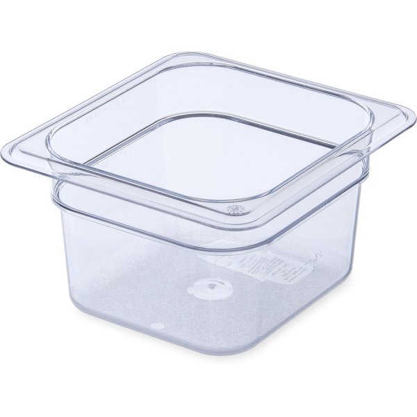 Carlisle FoodService Products Plastic Food Pan 1/6 Size 4 Inches Deep Clear