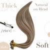 LaaVoo U Tip Hair Extensions Real Human Hair Utip Extensions Human Hair Highlight Ash Brown with Light Blonde Stick Tip Hair Extensions Blonde Pre Bonded Keratin Extensions 18 Inch 50g/50s