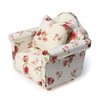 Dollhouse Couch with Pillow 1 12 Scale Miniature Sofa Arm Chair Living Room Furniture Wooden Fabric Frame Single Reading Chair Artificial House Room Scene Decoration (White Floral)