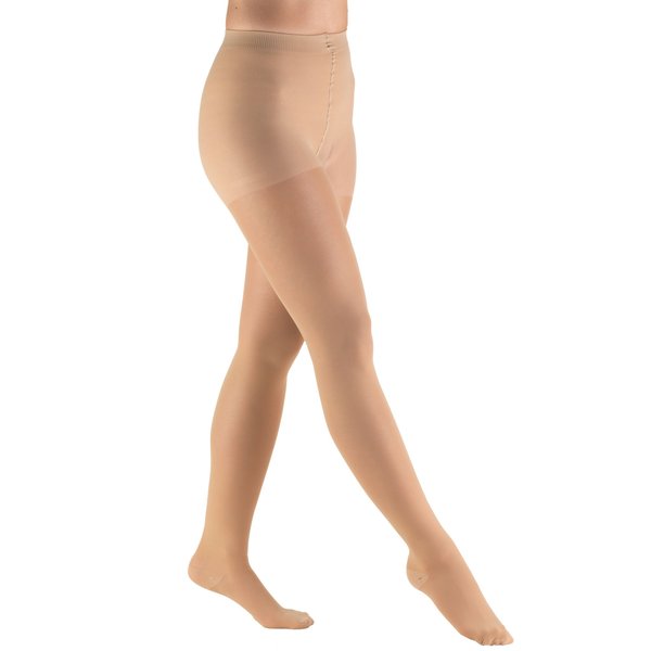 Truform Sheer Compression Pantyhose, 20-30 mmHg, Women's Shaping Tights, 20 Denier, Beige, Medium