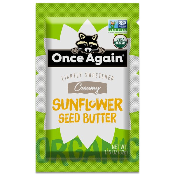 Once Again Organic Creamy Sunflower Butter - 1.15oz Squeeze Packs, 10 Count - Lightly Salted & Sweetened - Peanut Free, USDA Organic, Gluten Free Certified, Vegan, Kosher