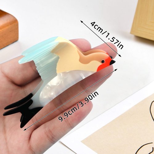 Acetate Swallow Women Hair Clips for Thin Hair,Bird Shape Claw Clips Cute Hair Accessories Fun Animal Claw Clip (green)