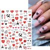 Valentine's Day Nail Art Stickers Black Heart Shape Romantic Cupid Nail Decals Exquisite Nail Art Supplies 3D Self Adhesive Design Valentine's Day Nail Stickers for Women Girls DIY Nail Decoration