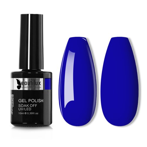 beautilux Royal Blue Gel Nail Polish, 1Pcs Dark Cobalt Blue Color Gel Polish High Gloss Manicure Salon at Home for Women (10ML)